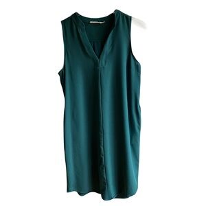 Lush Teal Shift Dress Size S Pockets Sleeveless V-Neck Above the Knee Office